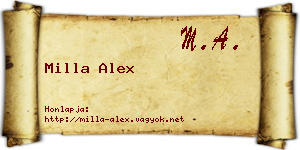 Milla Alex névjegykártya